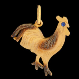 Women's 18 carat gold necklace pendant, mustajabi gold, Rooster model, code 3696