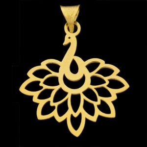 Women's 18 carat gold necklace pendant, mustajabi gold, peacock model, code 6725