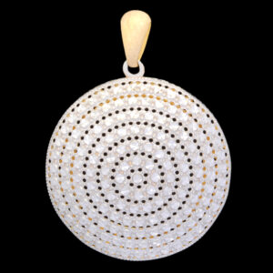 Women's 18 carat gold necklace pendant, mustajabi gold model, round cut, code 09