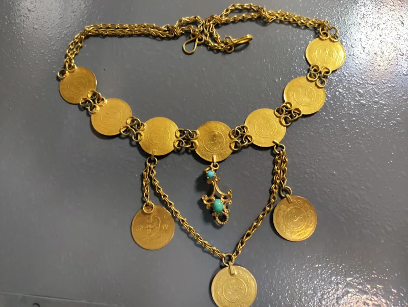 Ahmed Shah Qajar coin necklace