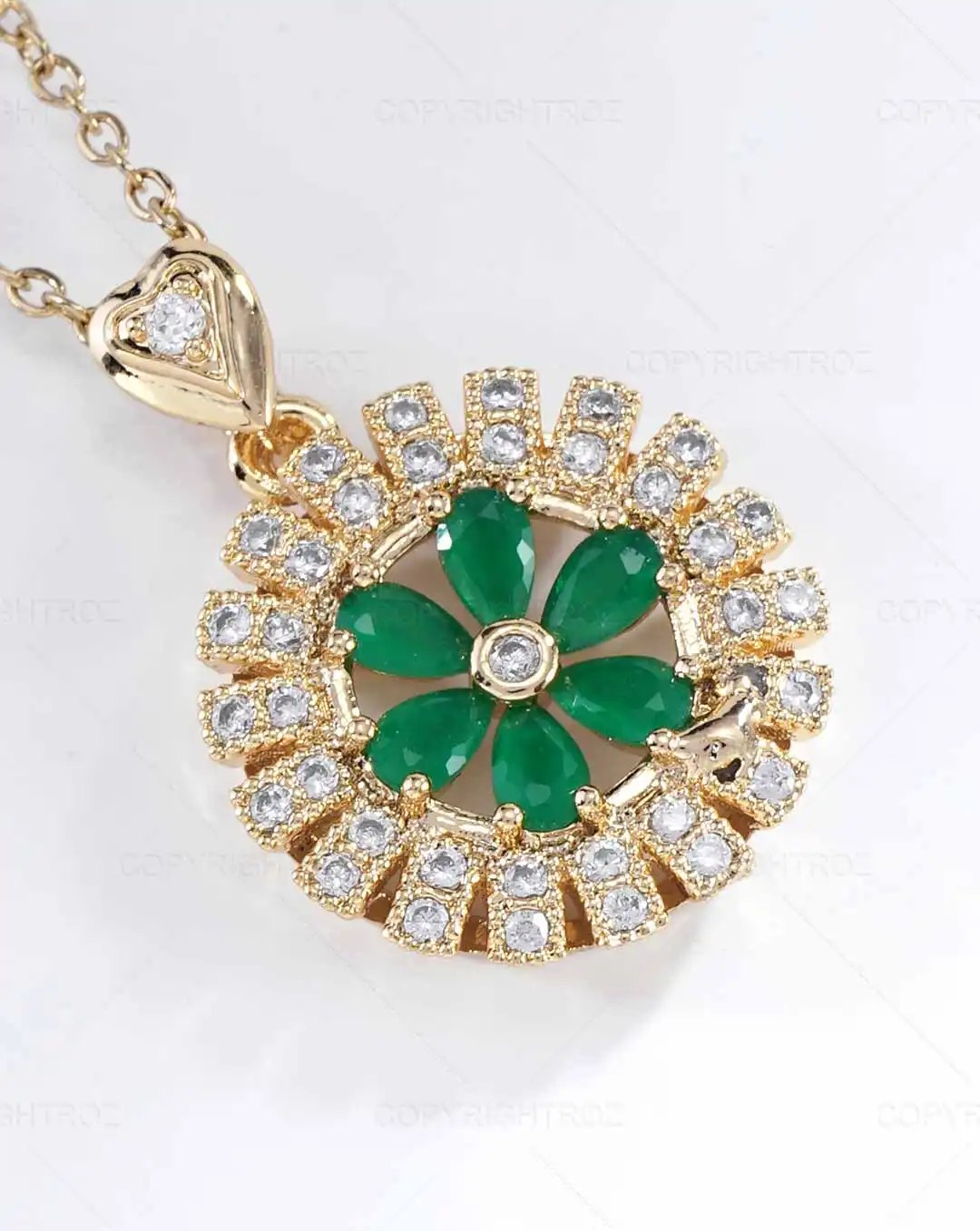 Emerald with flower patterns