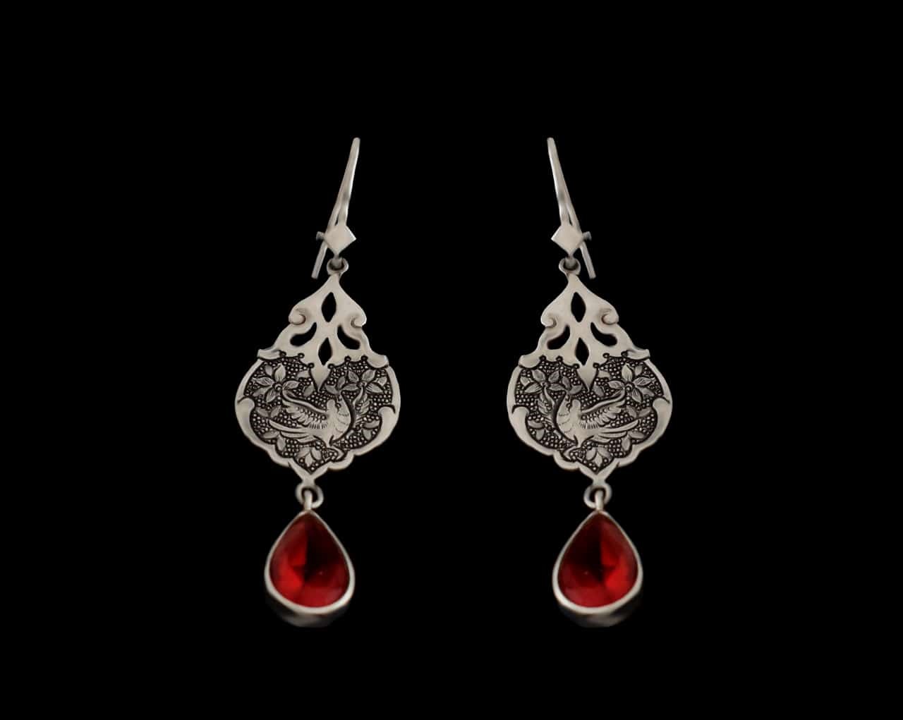 Red Ruby ​​Handmade Penmanship Earrings